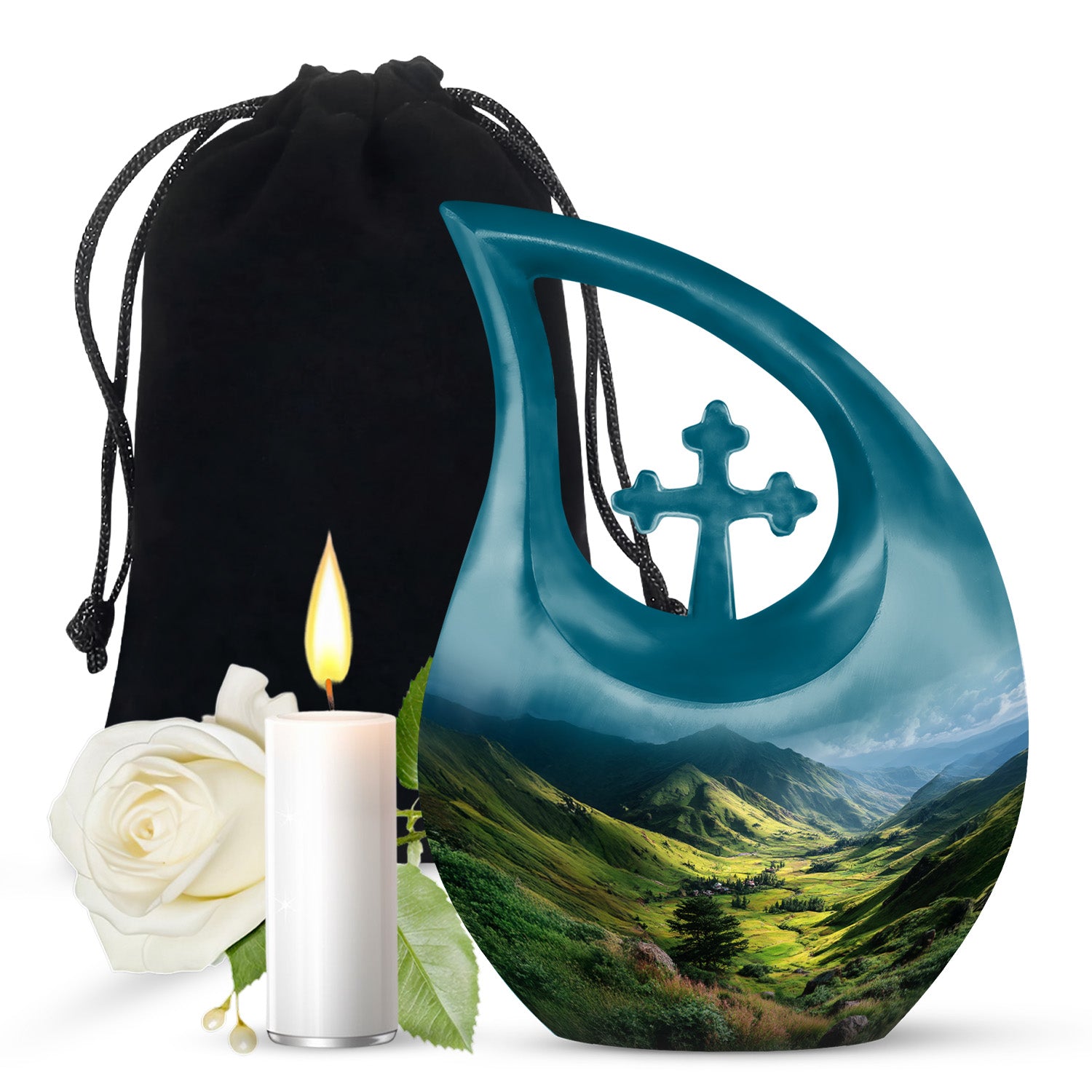 Mountain Valley Cremation Urn - Scenic Memorial Urn For Human Ashes