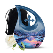 Snow Lake Memorial Urn For Ashes - Mountain Funeral Urn For Burial