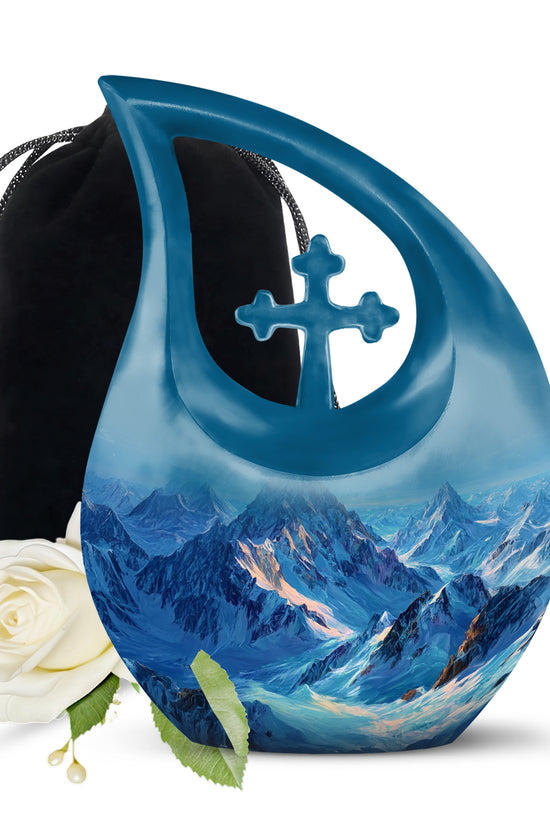 Snow Mountain Memorial Urn - Beautiful Landscape Cremation Urn For Loved One