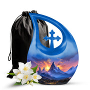 Beautiful Sunset Mountain Cremation Urn - Serene Aluminium Funeral Urn For Adult Ashes