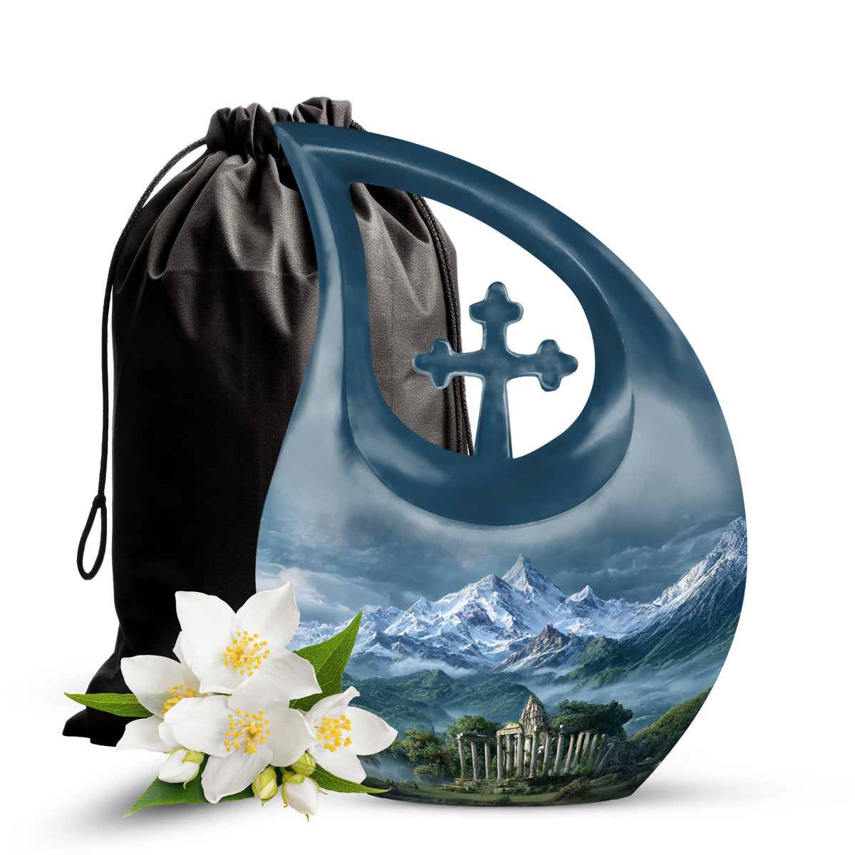 Snow Mountain Cremation Urn - Scenic Memorial Urn For Human Ashes