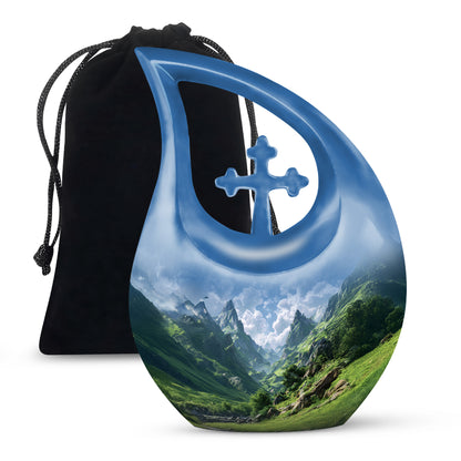 Peaceful Hills Theme Funeral Urn - Mountain Memorial Urn For Adult Ashes