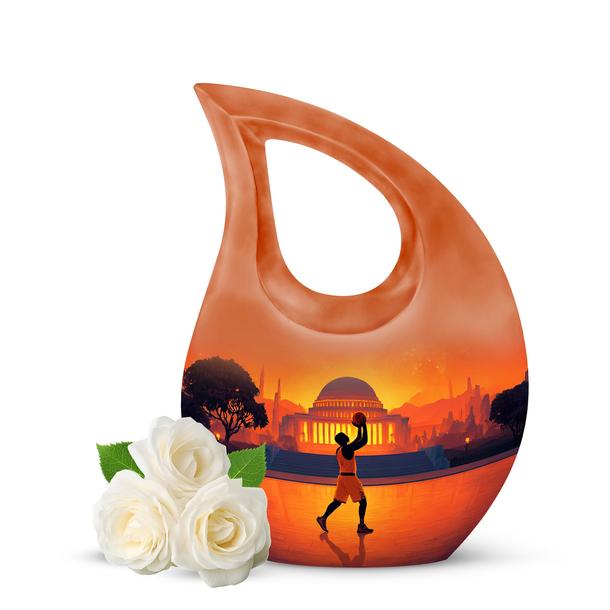 Red Basketball Cremation Urns - Honored Resting Place 10-inch, 200 cu in - Yatskia