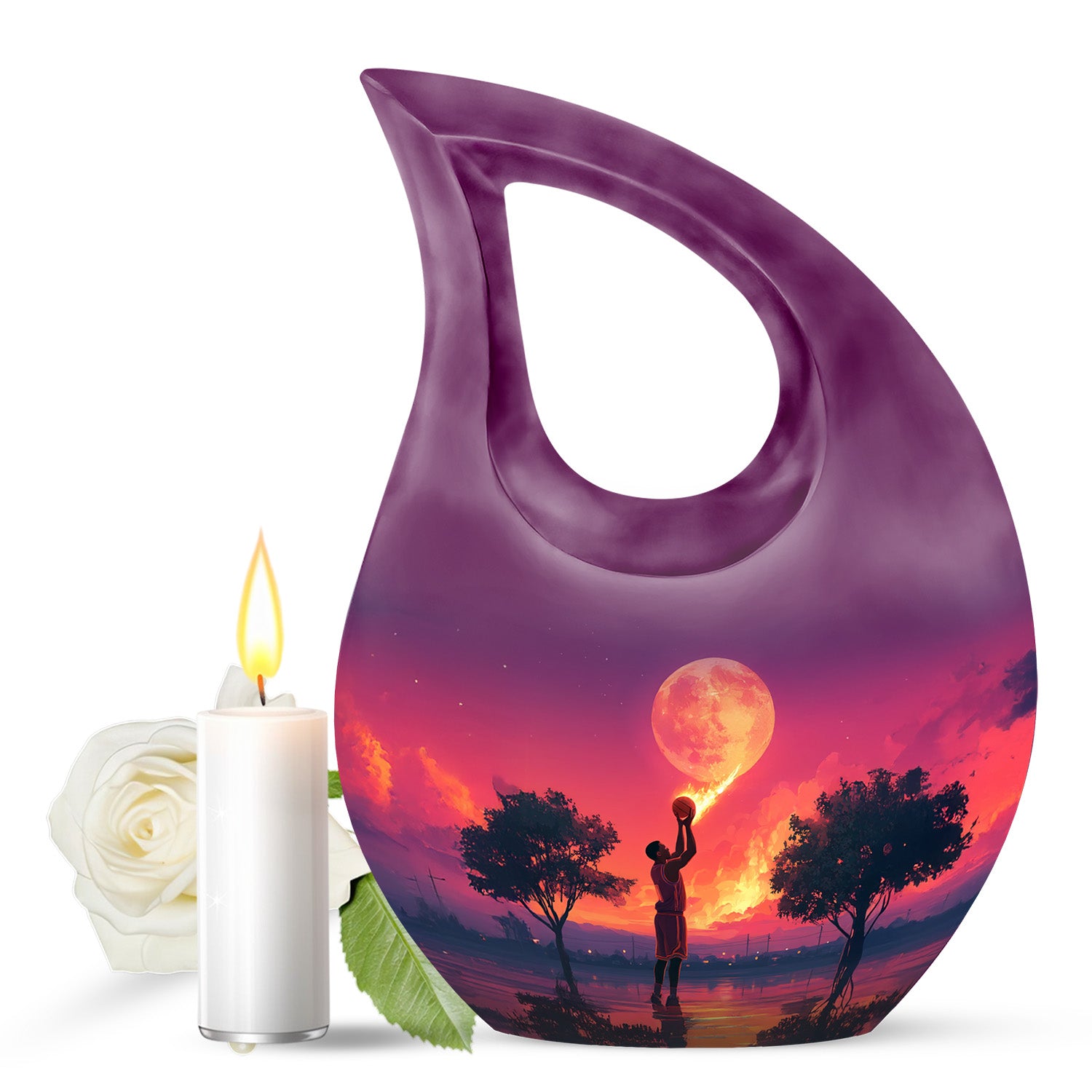Blue Basketball Devotion Cremation Urns for Human Ashes - 10-inch, 200 cu in - Yatskia
