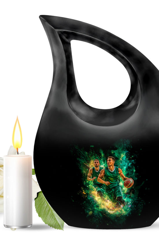 Black Basketball Cremation Urns - Opulent Legacy 10-inch, 200 cu in - Yatskia
