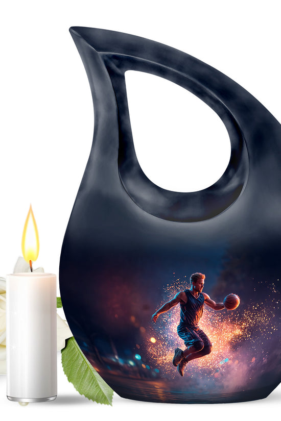 Blue Venerable Basketball Cremation Urns for Human Ashes - 10-inch, 200 cu in - Yatskia