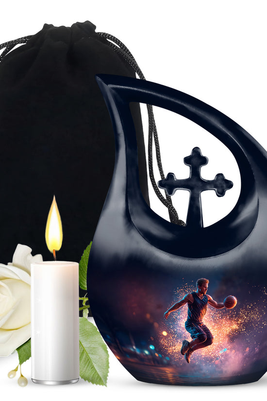 Basketball Memorial Ashes Urn - Large Adult Funeral Urn For Human Ashes