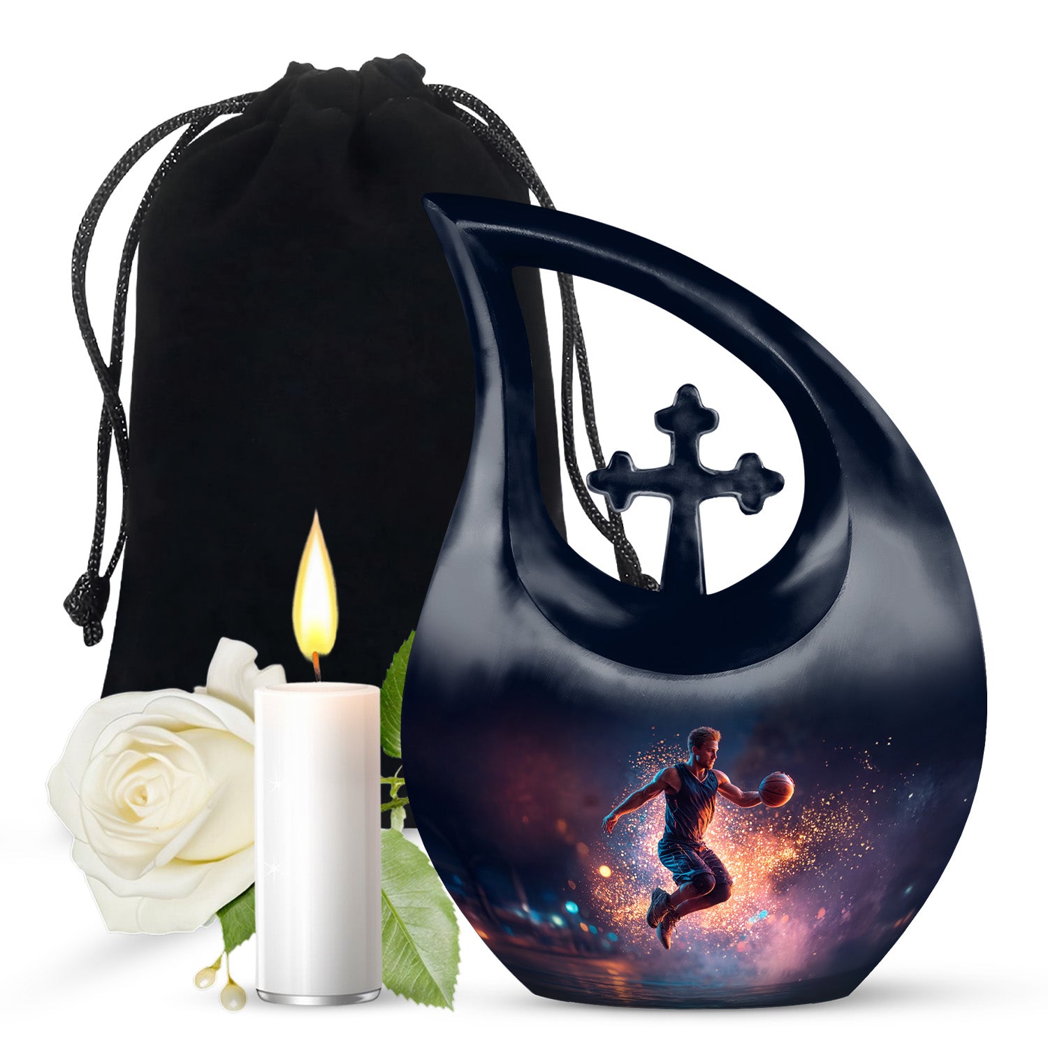 Basketball Memorial Ashes Urn - Large Adult Funeral Urn For Human Ashes