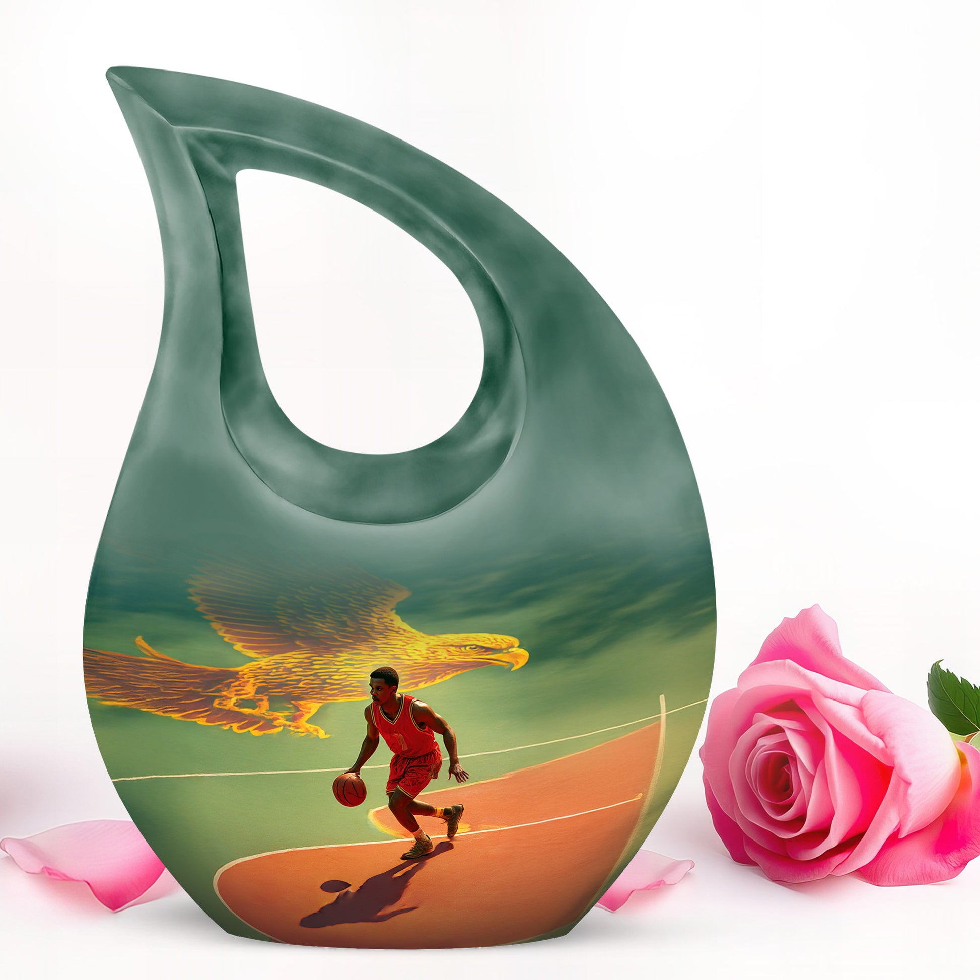 Personalized Refined Basketball Cremation Urns - Teal 10-inch, 200 cu in - Yatskia