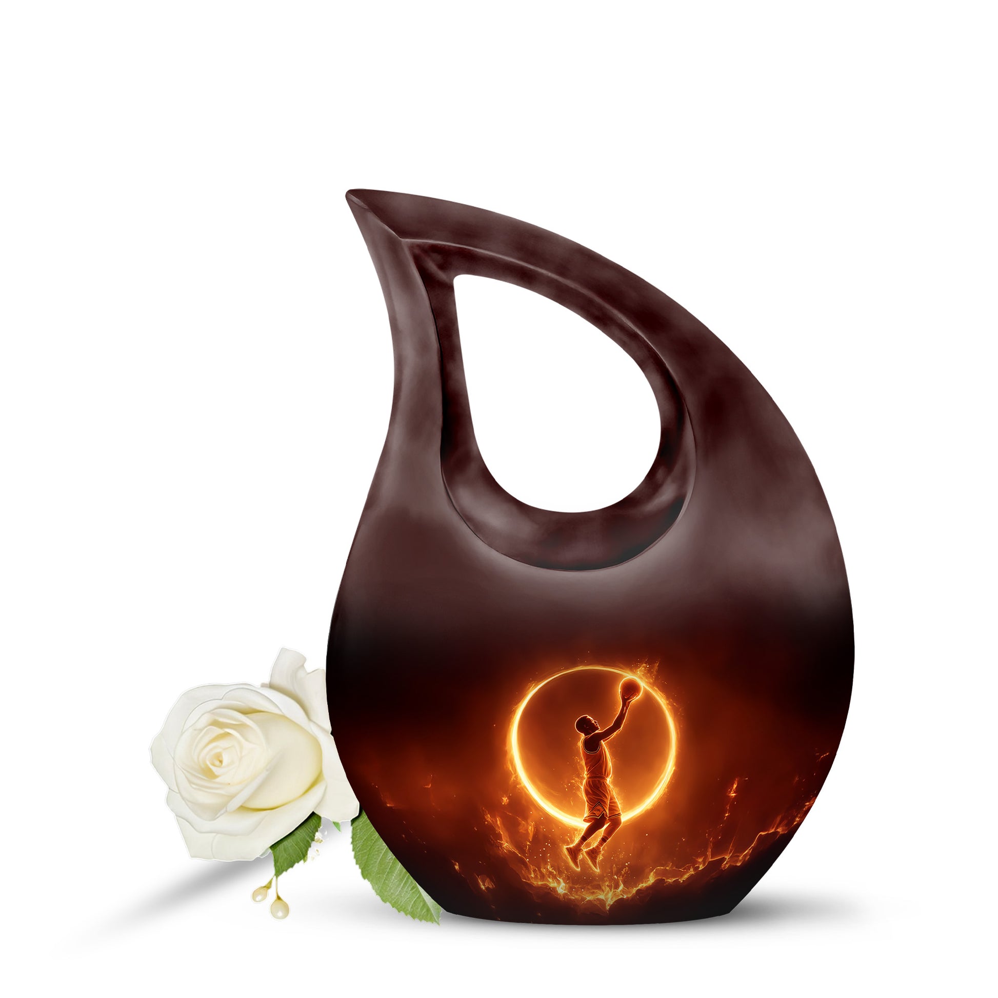Black Basketball Beacon Cremation Urns for Human Ashes - 10-inch, 200 cu in - Yatskia