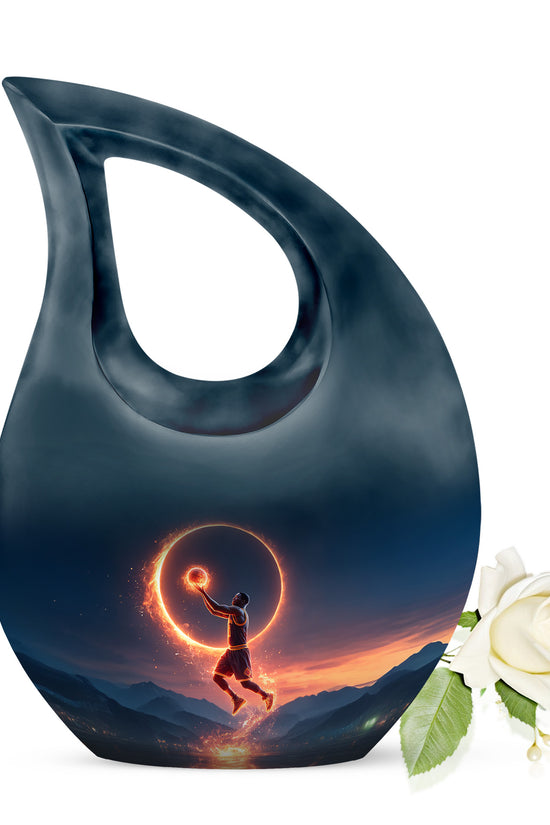 Personalized Basketball Cremation Urns - Wondrous Blue 10-inch, 200 cu in - Yatskia