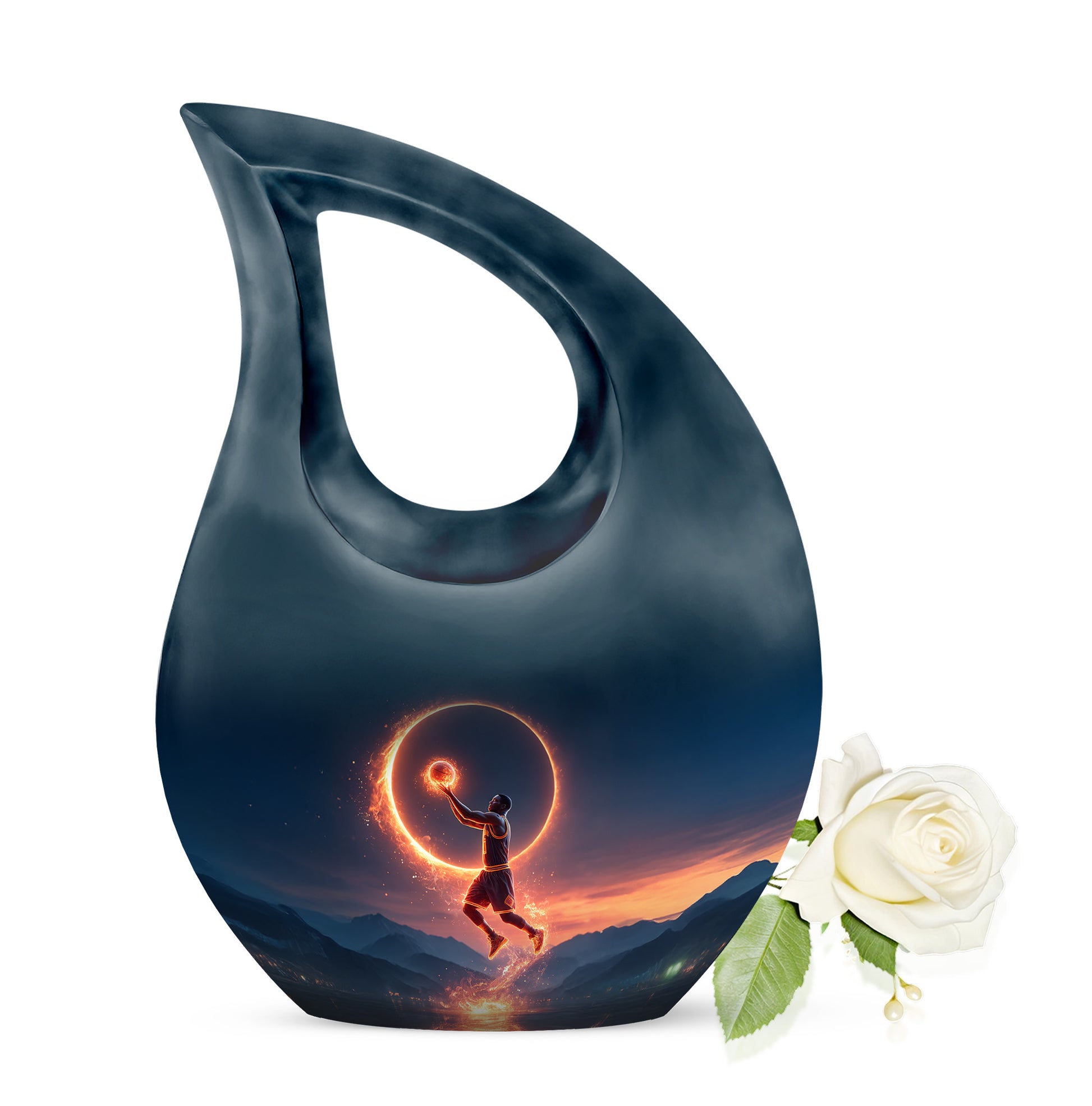 Personalized Basketball Cremation Urns - Wondrous Blue 10-inch, 200 cu in - Yatskia