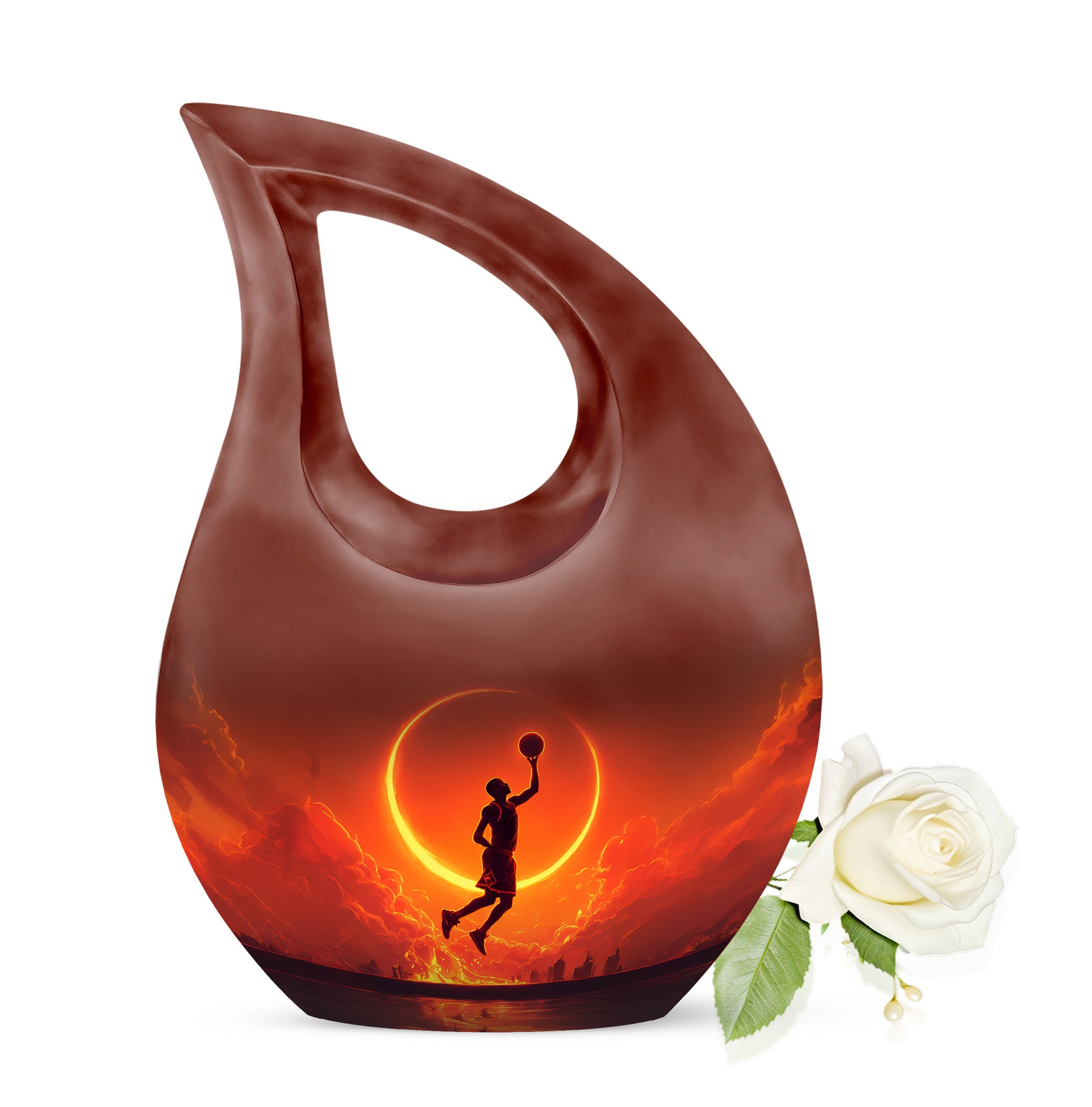 Black Basketball Tribute Cremation Urns for Human Ashes - 10-inch, 200 cu in - Yatskia