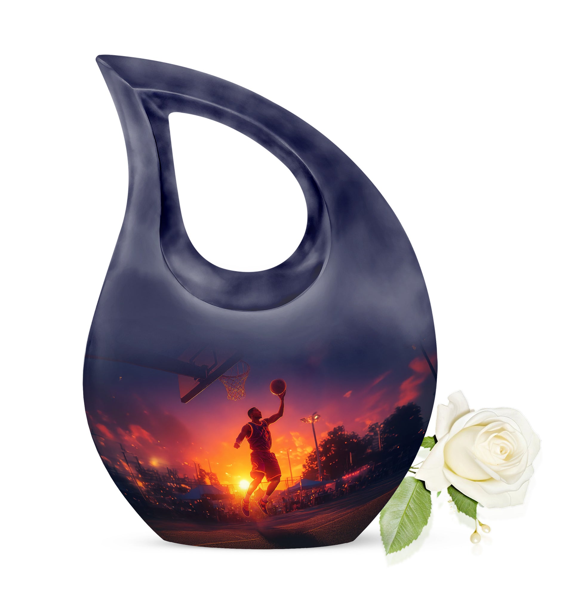 Divine Blue Basketball Cremation Urn for Ashes - 10-inch, 200 cu in - Yatskia