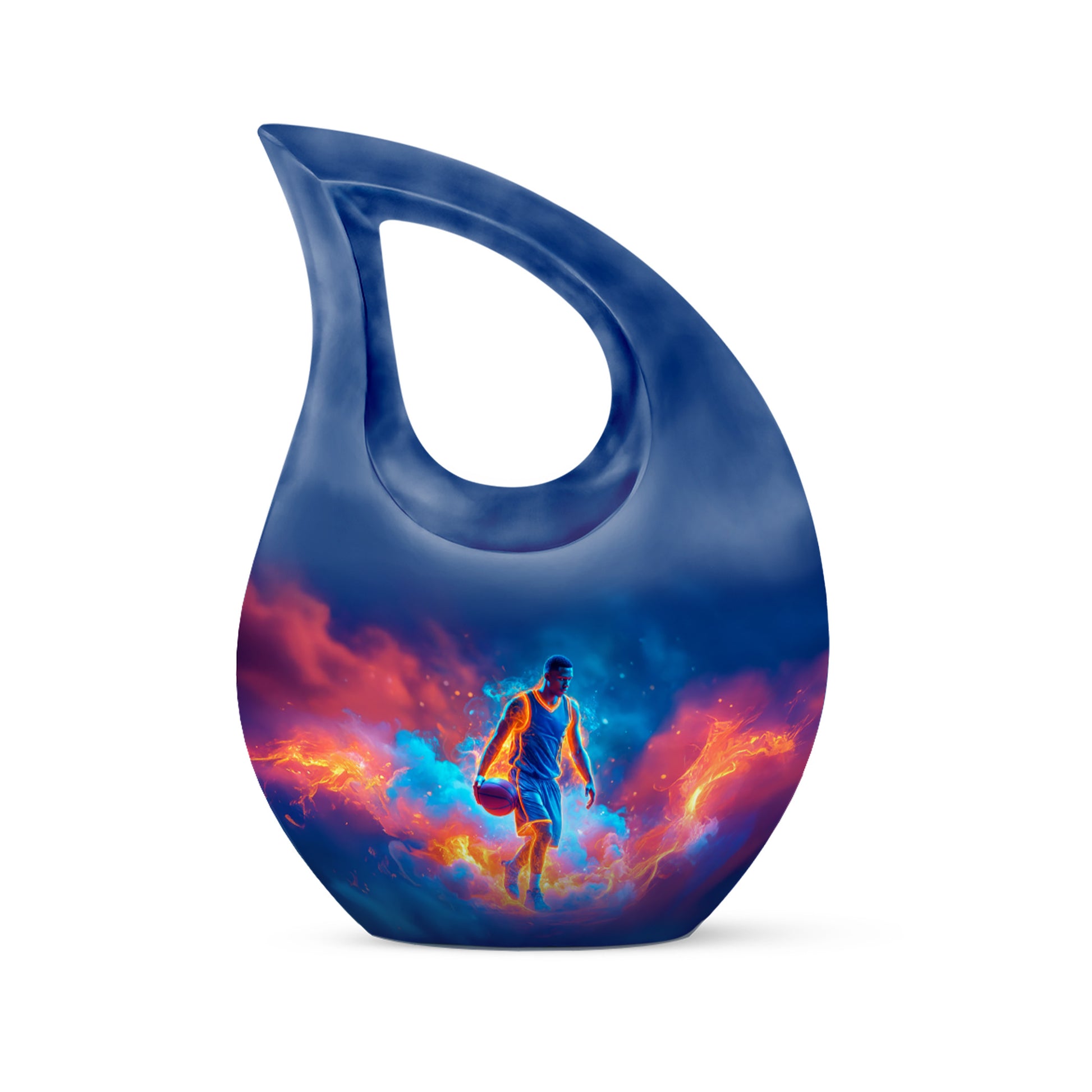 Radiant Basketball Memorial Cremation Urns - Blue 10-inch, 200 cu in - Yatskia