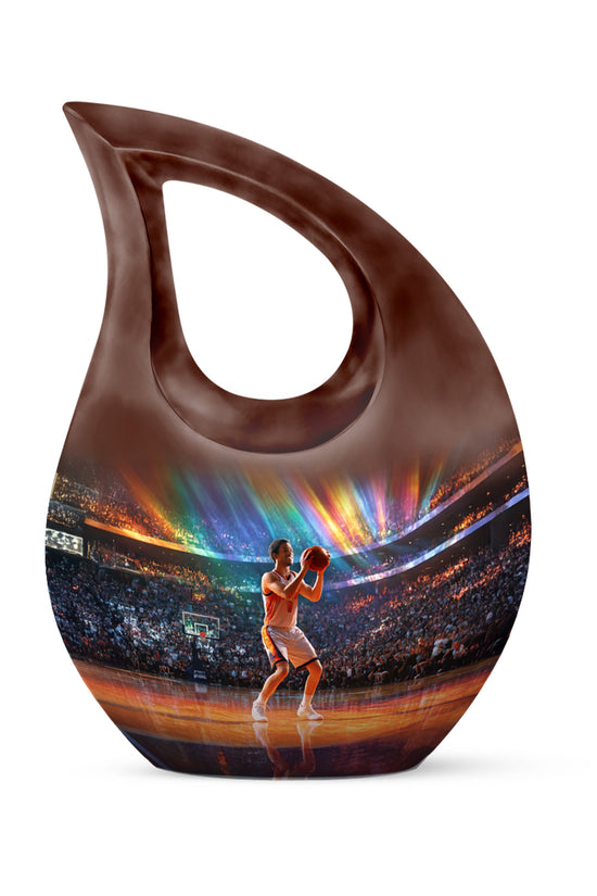 Personalized Blue Cherished Basketball Cremation Urns for Human Ashes - 10-inch, 200 cu in - Yatskia