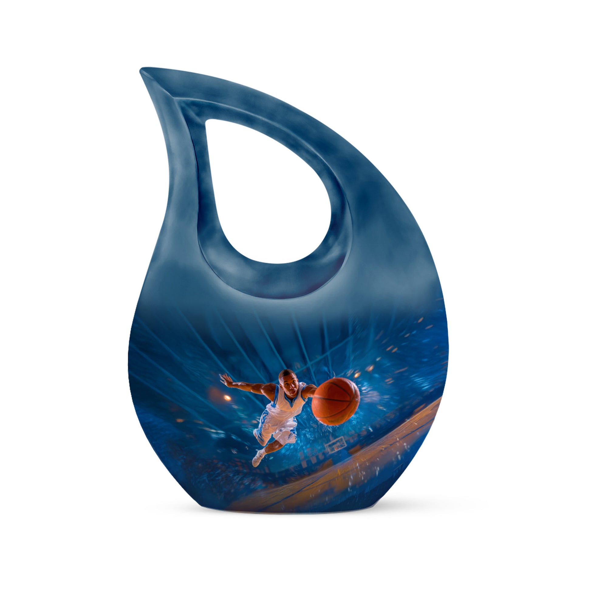 Radiant Basketball Memorial Cremation Urns - Blue 10-inch, 200 cu in - Yatskia