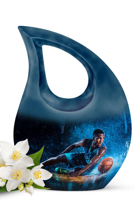 Remarkable Basketball Memorial Cremation Urns - Black 10-inch, 200 cu in - Yatskia