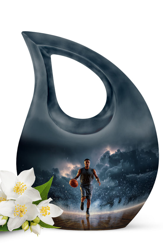 Hallowed Basketball Cremation Urns for Human Ashes - Blue 10-inch - Yatskia