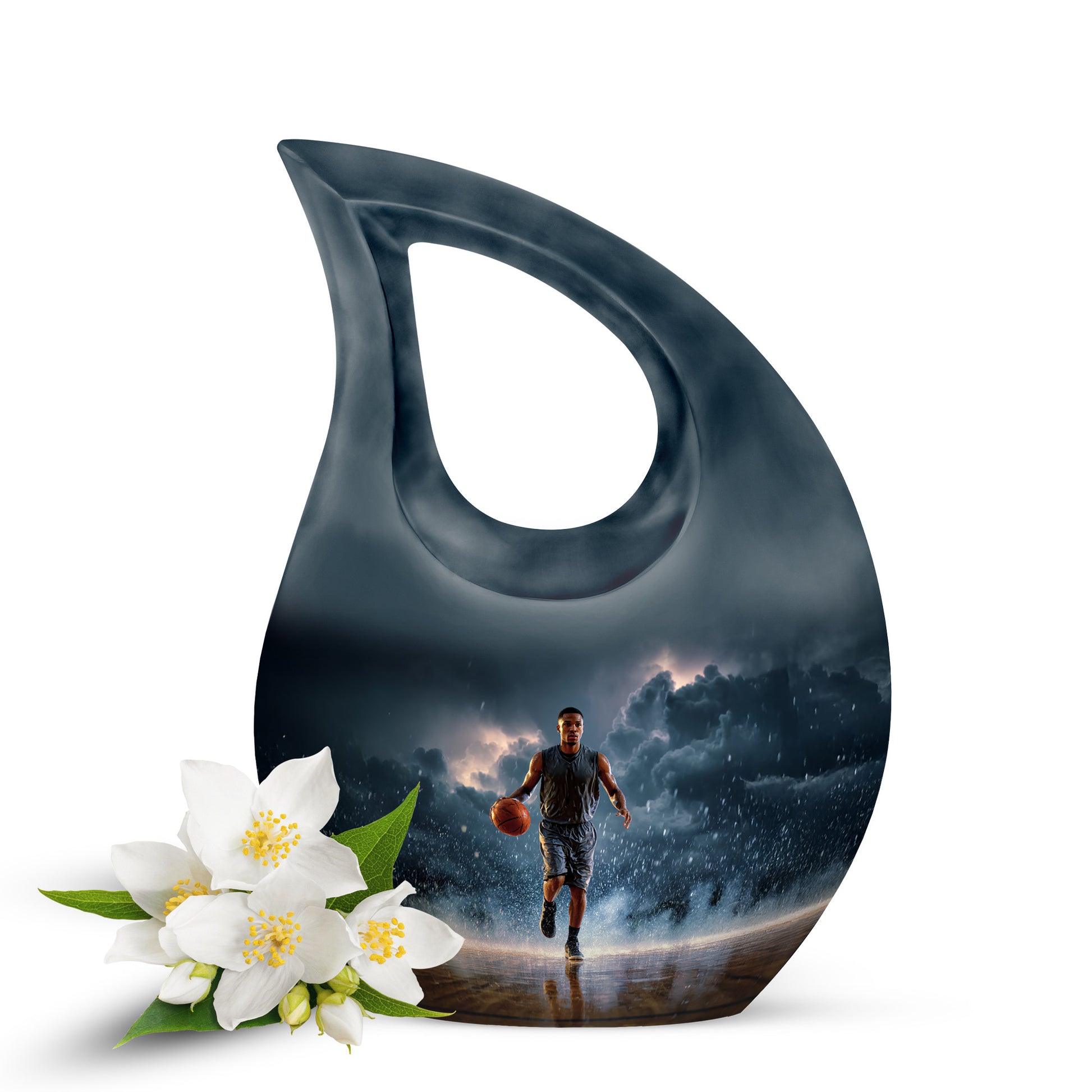 Hallowed Basketball Cremation Urns for Human Ashes - Blue 10-inch - Yatskia