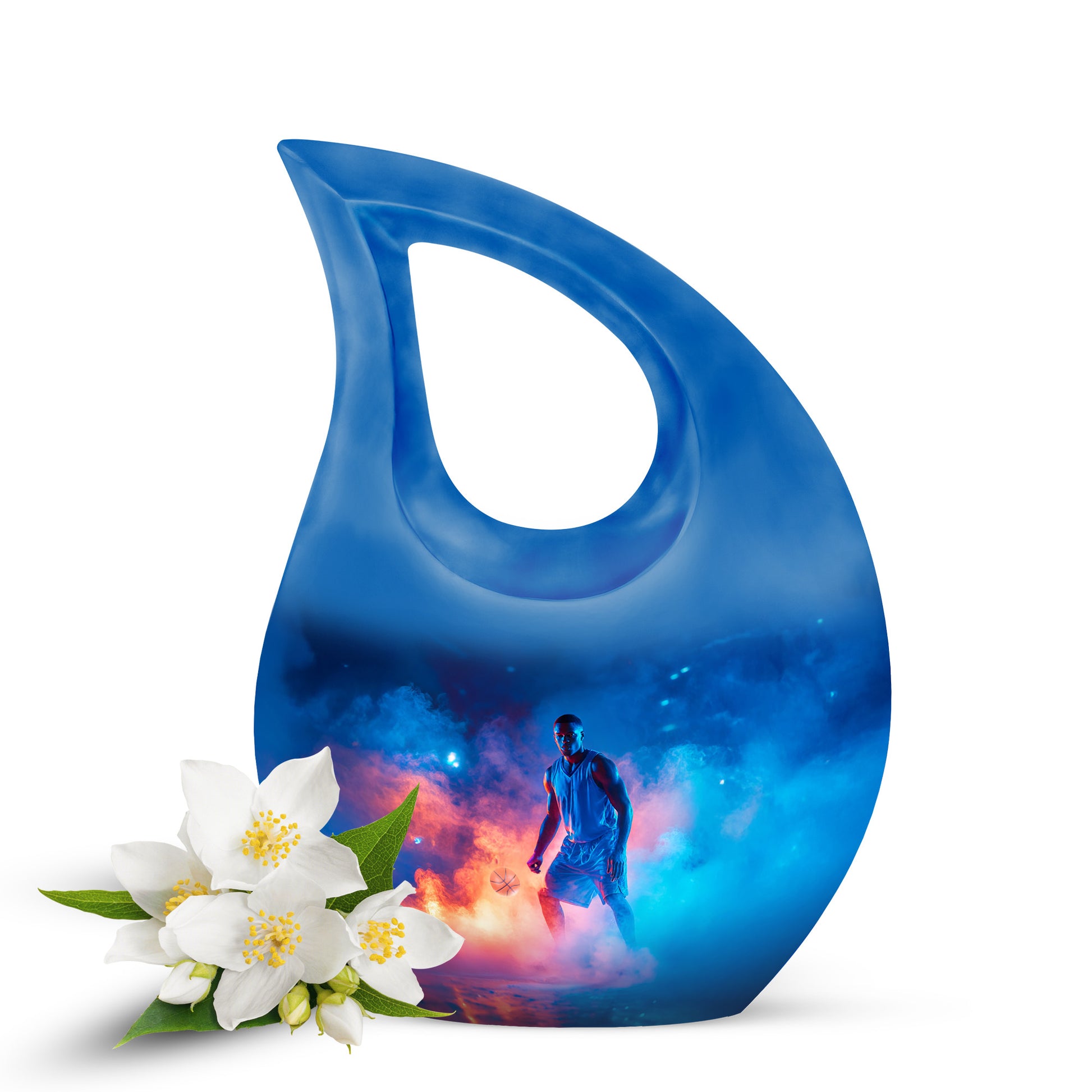 Hallowed Basketball Cremation Urns for Human Ashes - Blue 10-inch - Yatskia