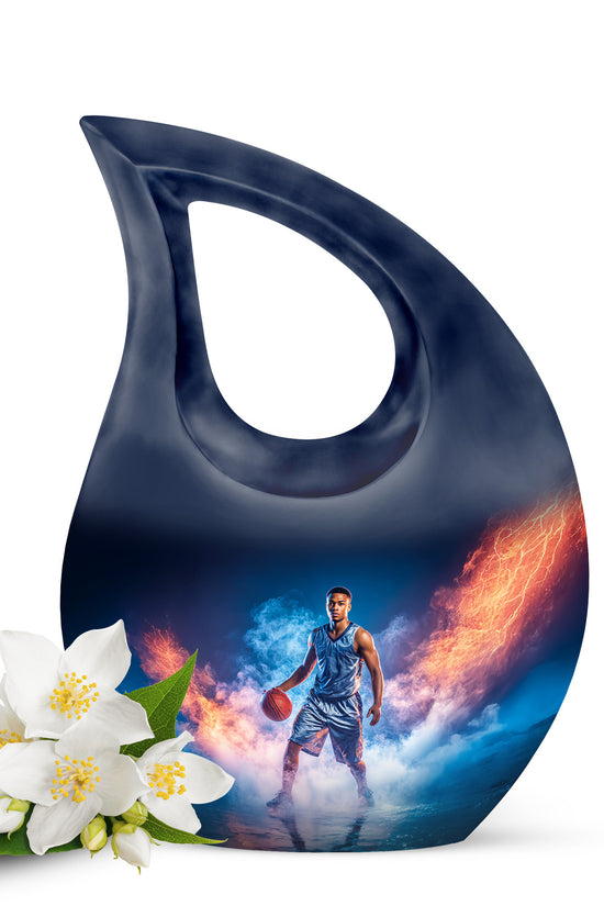 Blue Basketball Promise Cremation Urns for Human Ashes - 10-inch, 200 cu in - Yatskia
