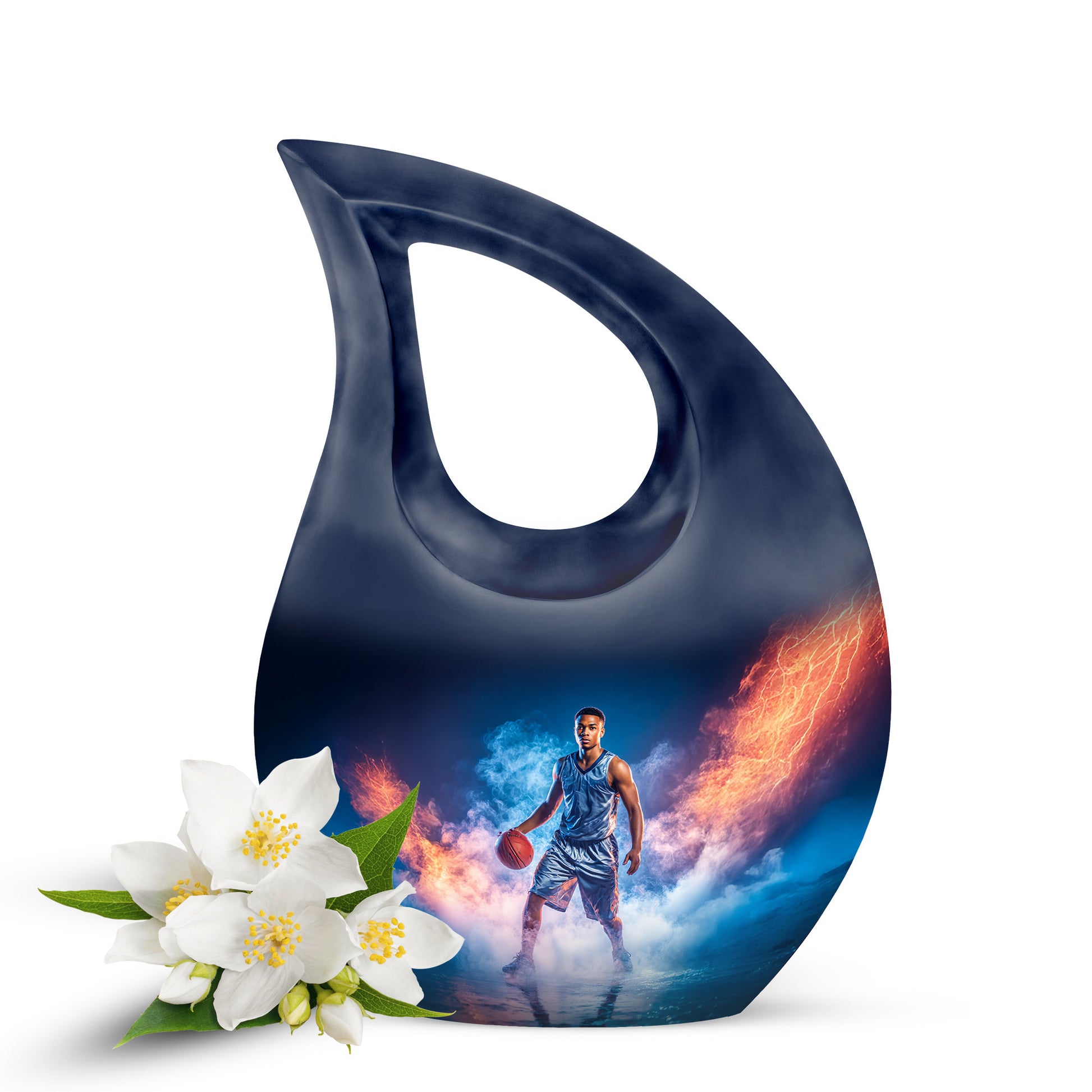 Blue Basketball Promise Cremation Urns for Human Ashes - 10-inch, 200 cu in - Yatskia