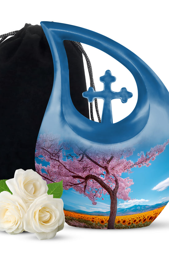 Cherry Tree Funeral Urn - Large Aluminium Memorial Urn For Burial Ashes