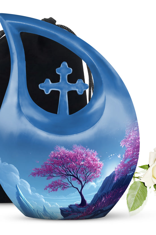 Pink Blossom Tree Cremation Urn - Beautiful Funeral Urn For Female