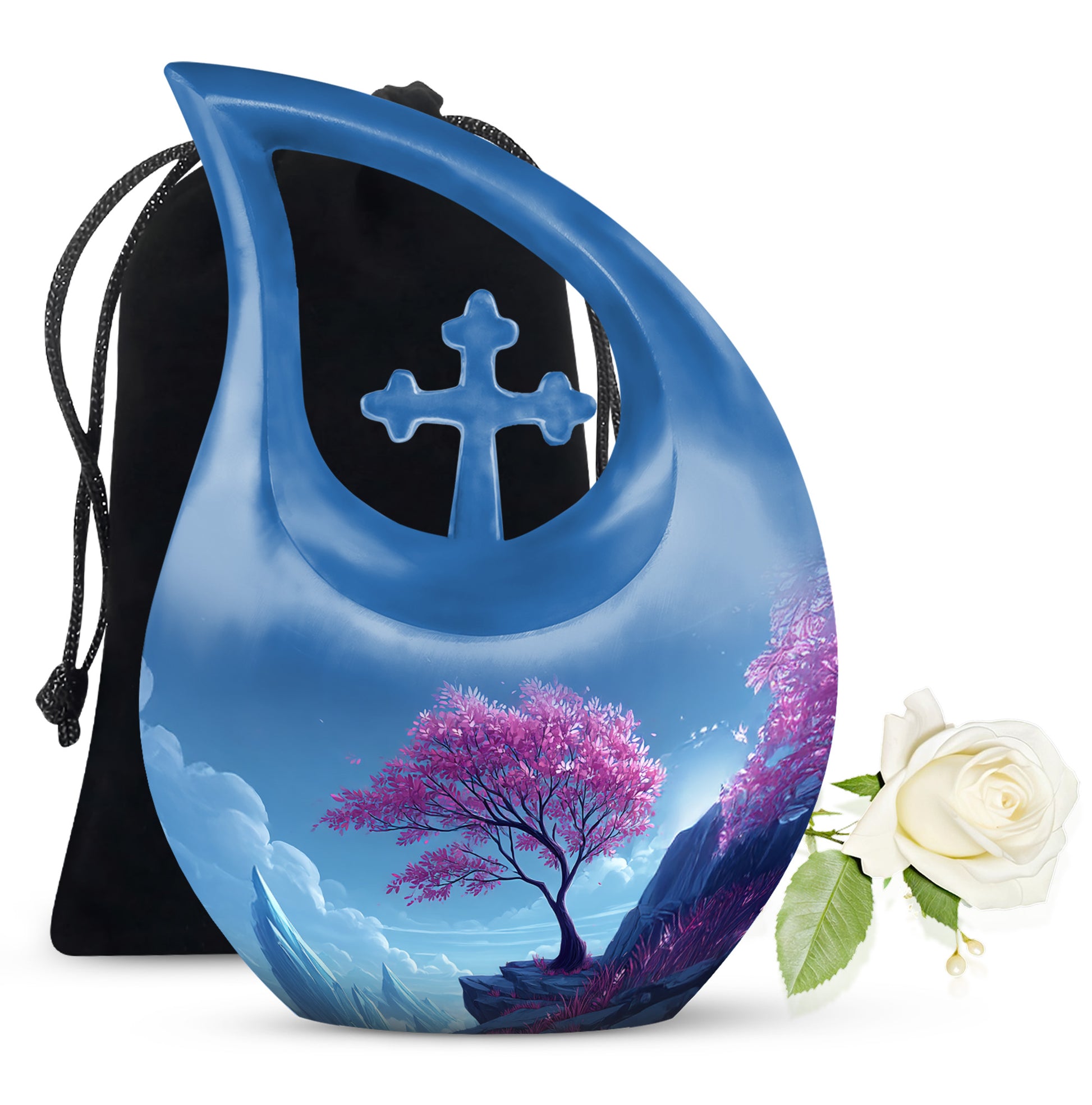 Pink Blossom Tree Cremation Urn - Beautiful Funeral Urn For Female