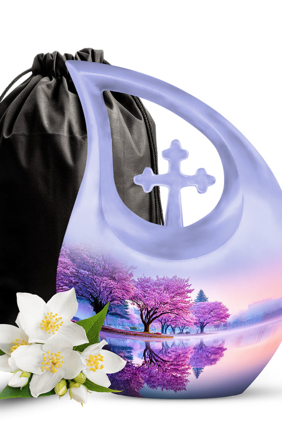 Cherry Blossom Cremation Urn – Scenic Memorial Urn For Human Ashes