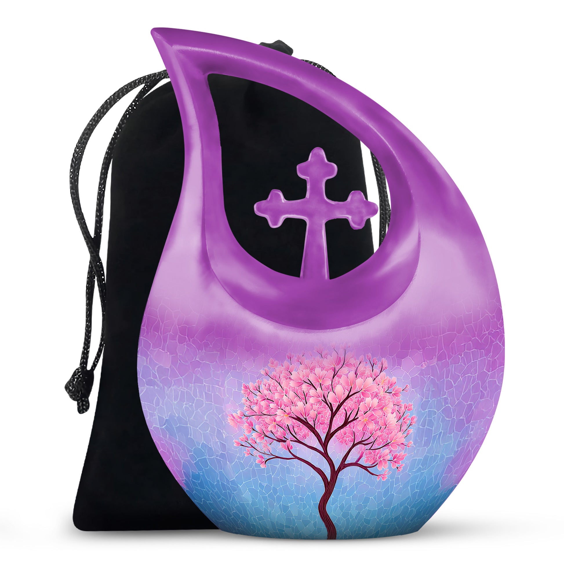 Pink Blossom Tree Cremation Urn - Artistic Memorial Urn For Female