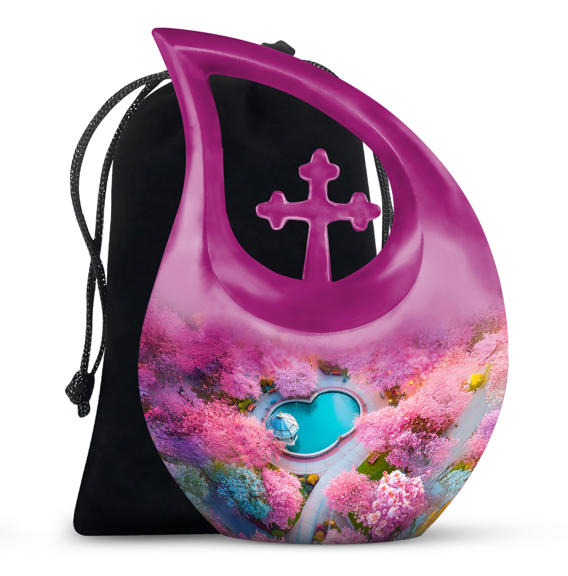 Beautiful Cherry Blossom Funeral Urn - Pink Aluminium Urn For Mother