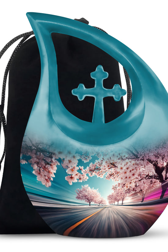 Cherry Blossom Cremation Urn - Road Funeral Urn For Loved Ones