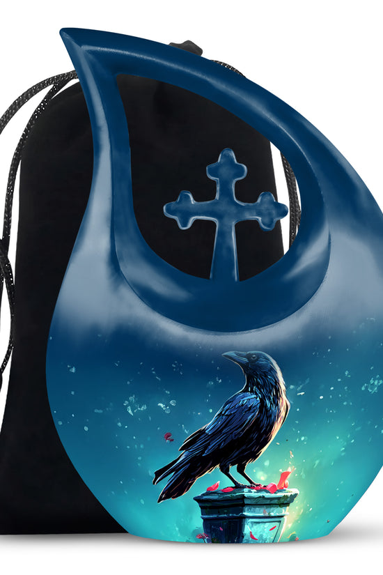 Black Raven Memorial Urn - Unique Funeral Urns For Human Ashes