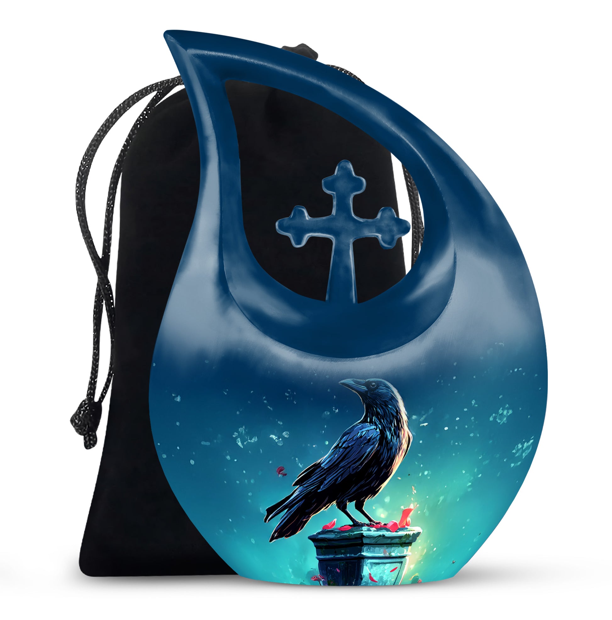 Black Raven Memorial Urn - Unique Funeral Urns For Human Ashes