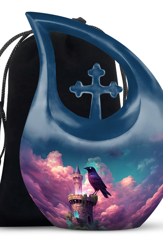 Raven Tower Memorial Urn - Bird Cremation Urn For Burial