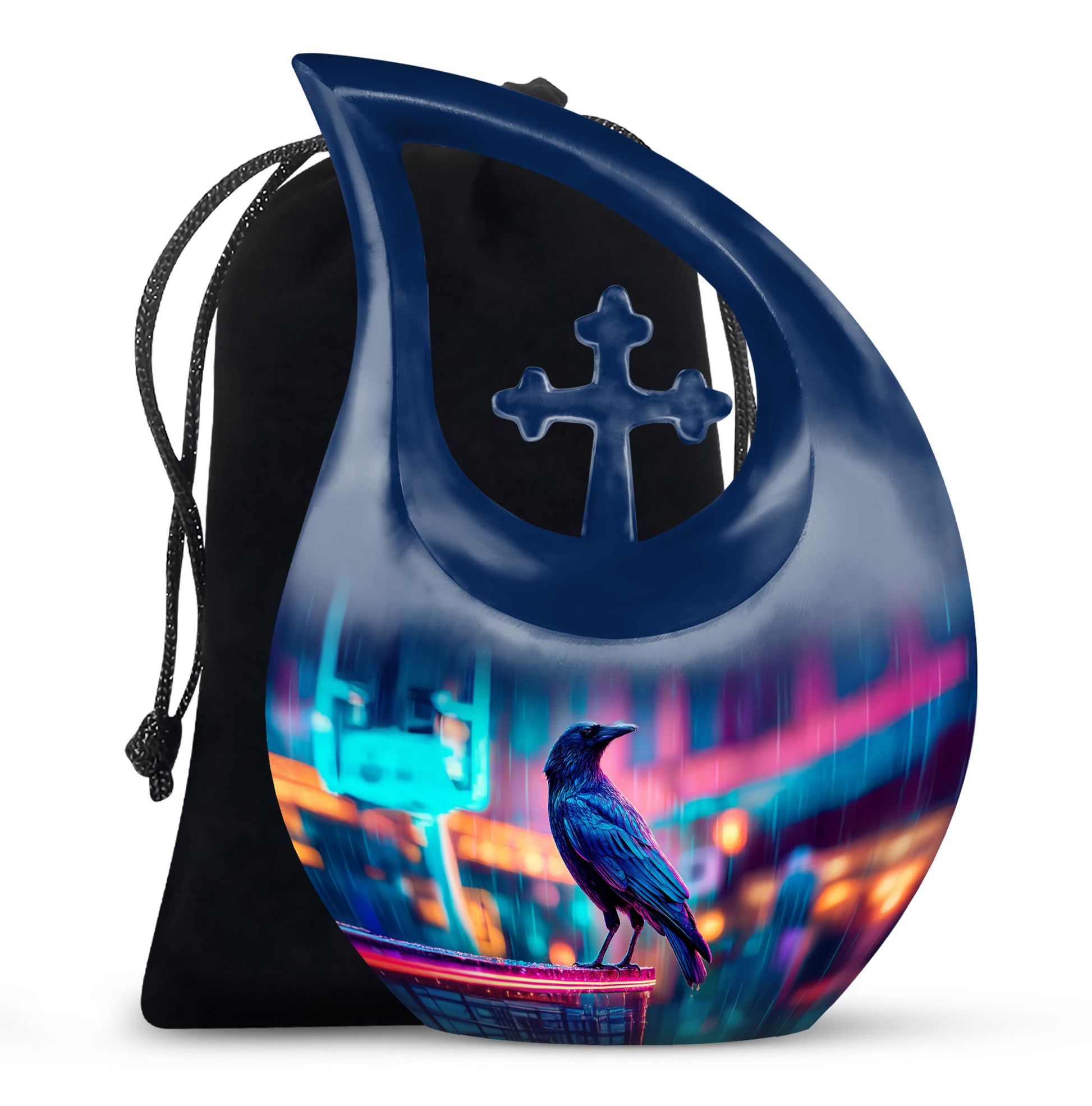 Neon Raven Cremation Urn - Funeral Urn For Human Ashes