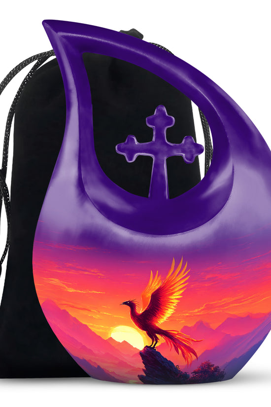 Phoenix Sunset Memorial Urn - Flaming Bird Cremation Urn For Male & Female