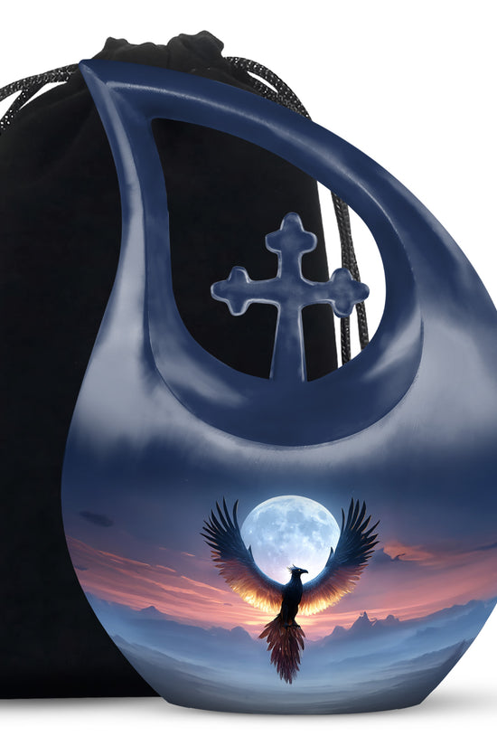 Moonlight Phoenix Memorial Urn - Night Sky Cremation Urn For Ashes