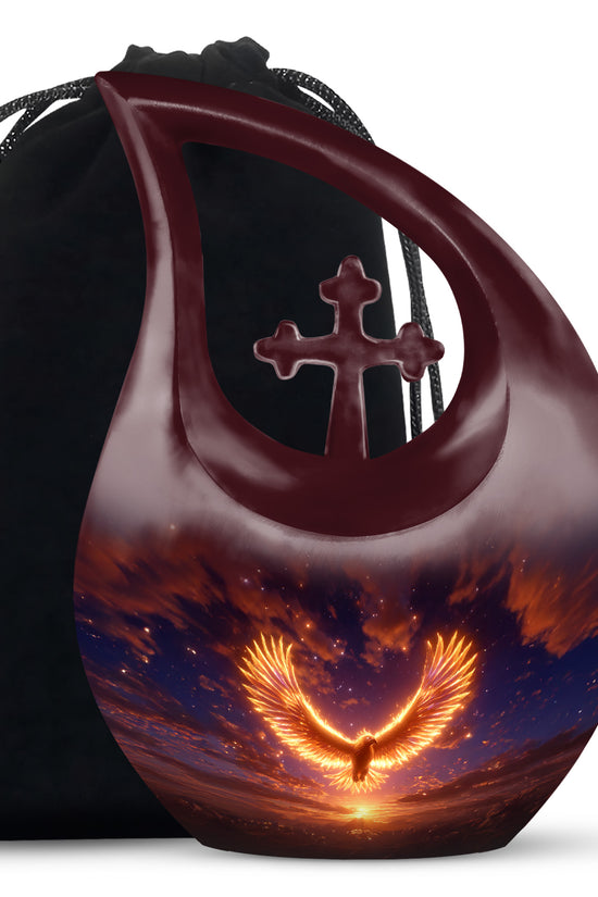 Flaming Phoenix Funeral Urn For Ashes - Sunset Cremation Urn For Burial