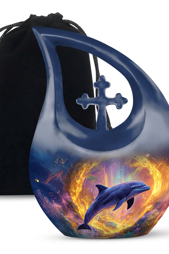 Dolphin Theme Funeral Urn - Beautiful Memorial Urn For Ashes