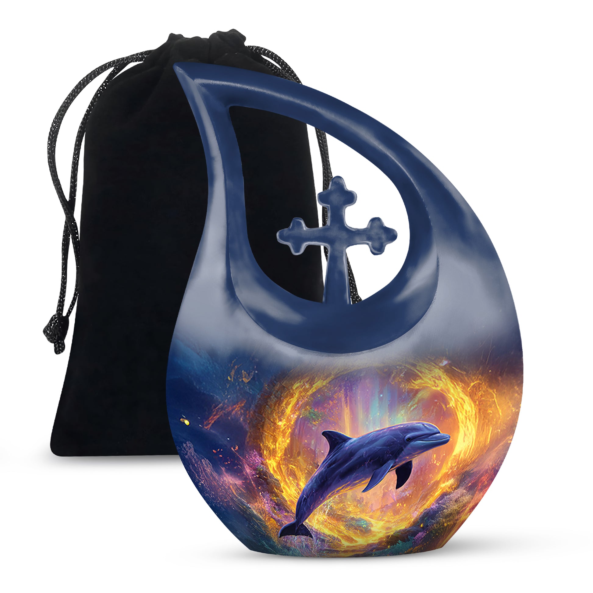 Dolphin Theme Funeral Urn - Beautiful Memorial Urn For Ashes
