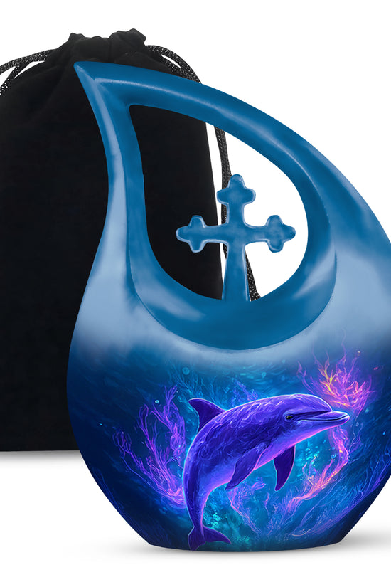 Neon Dolphin Cremation Urn - Fantasy Funeral Urn For Human Ashes