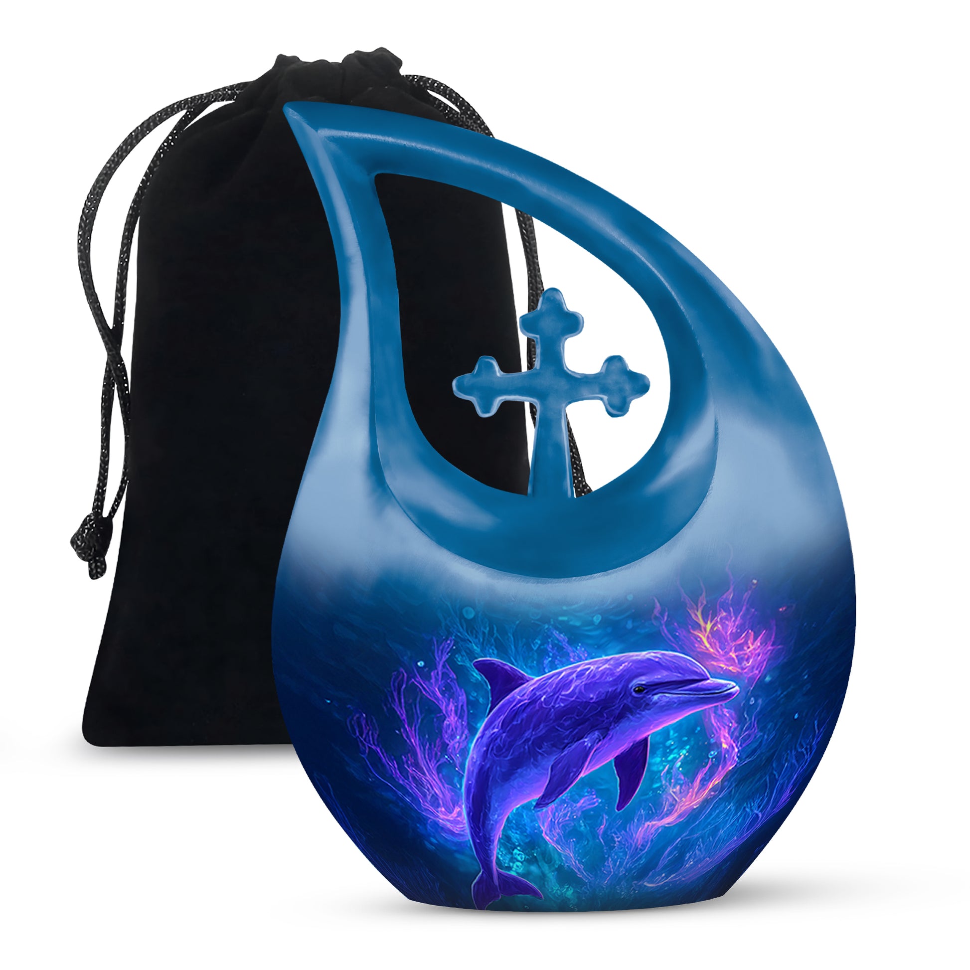 Neon Dolphin Cremation Urn - Fantasy Funeral Urn For Human Ashes