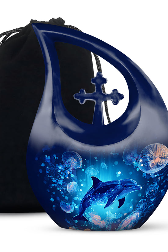 Blue Dolphin Cremation Urn - Ocean Funeral Urn For Loved Ones