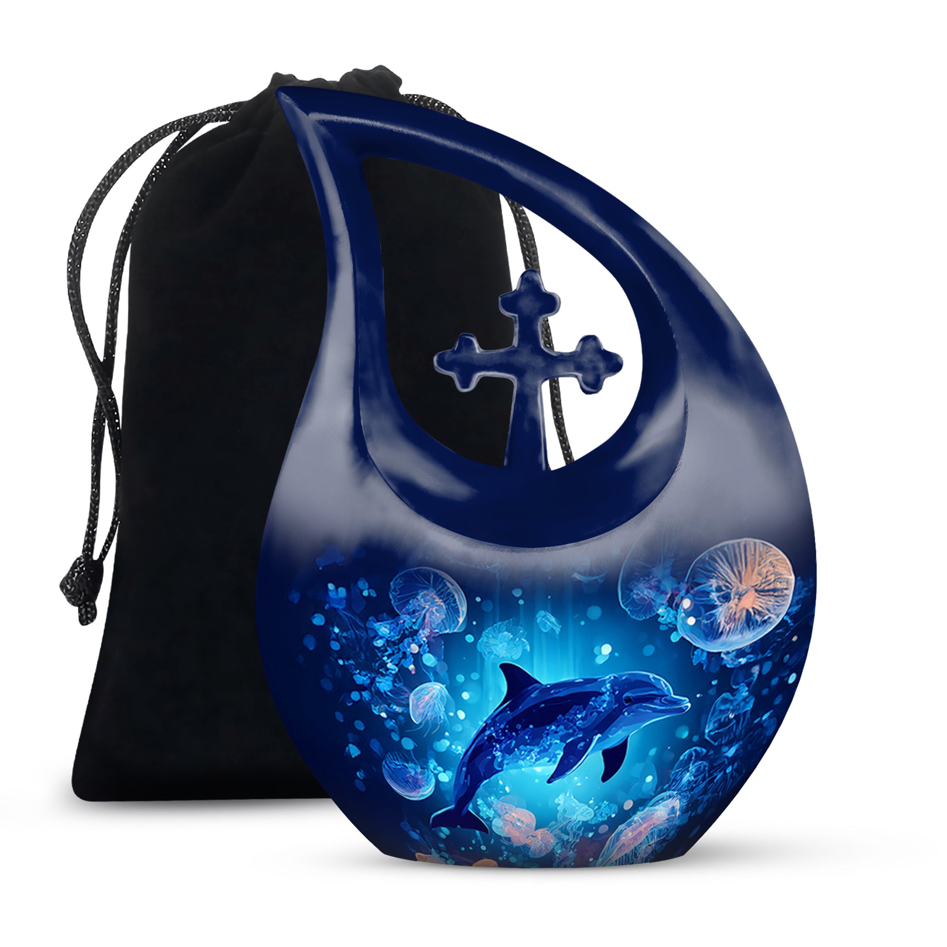 Blue Dolphin Cremation Urn - Ocean Funeral Urn For Loved Ones