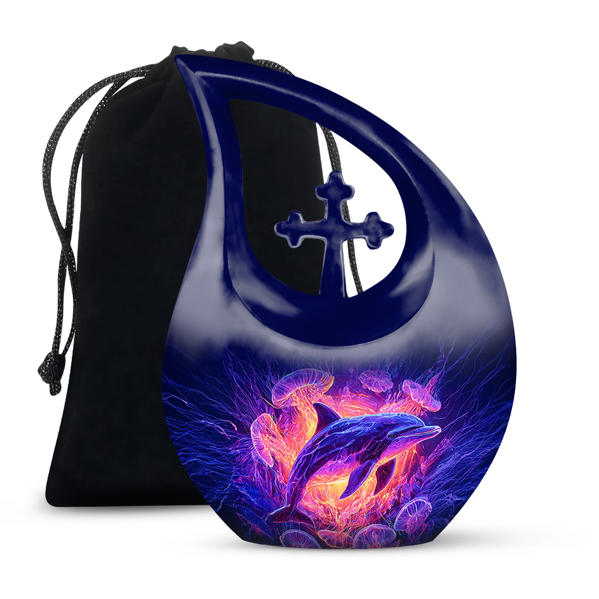 Ocean Dolphin Memorial Urn - Jellyfish Cremation Urn For Human Ashes