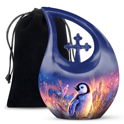 Blue Baby Penguin Urn - Decorative Memorial Urns For Human Ashes