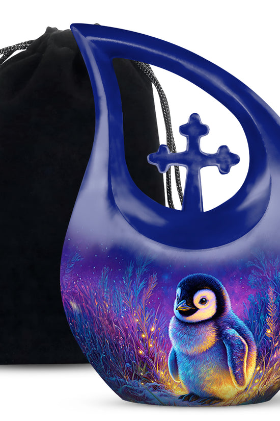 Baby Penguin Night Scenic Urn - Burial Container Urns For Human Ashes